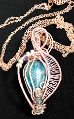 teardrop blue striated agate with rose gold